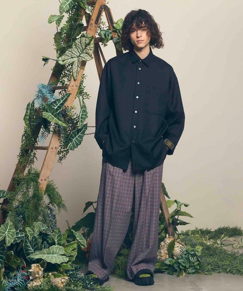 メゾンスペシャル シャツ 4色シャンブレーウォッシャブルウールプライムオーバー UNISEX》4 Colors Chambray Washable Wool Prime-Over Regular