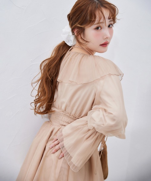 ナイスクラップ 【tulle collection】フリルチュニック ベージュ