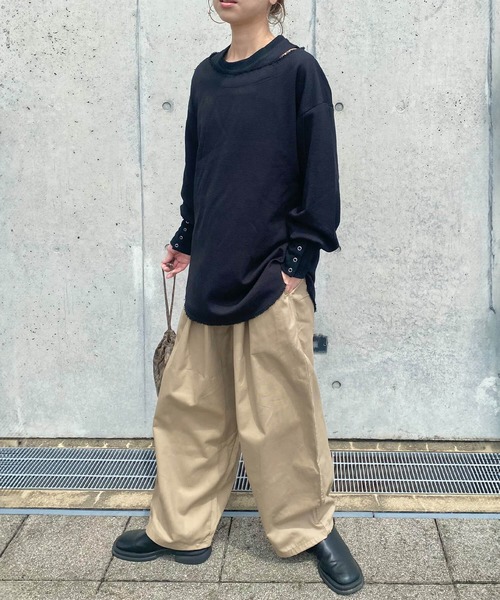 I-SOOK（アイスー） ワイドパンツ チノパン コットンワイドワーク