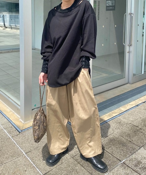 I-SOOK（アイスー） ワイドパンツ チノパン コットンワイドワーク