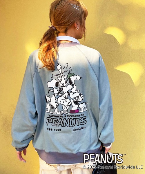 トレーナー スウェット 「PEANUTS 75th」ラグランプルオーバー レディース DOUBLE NAME トレーナー スウェット 「PEANUTS 75th」ラグラン