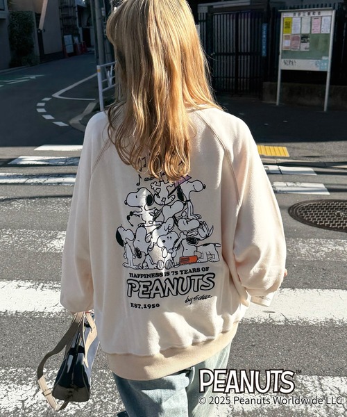 トレーナー スウェット 「PEANUTS 75th」ラグランプルオーバー レディース DOUBLE NAME トレーナー スウェット 「PEANUTS 75th」ラグラン
