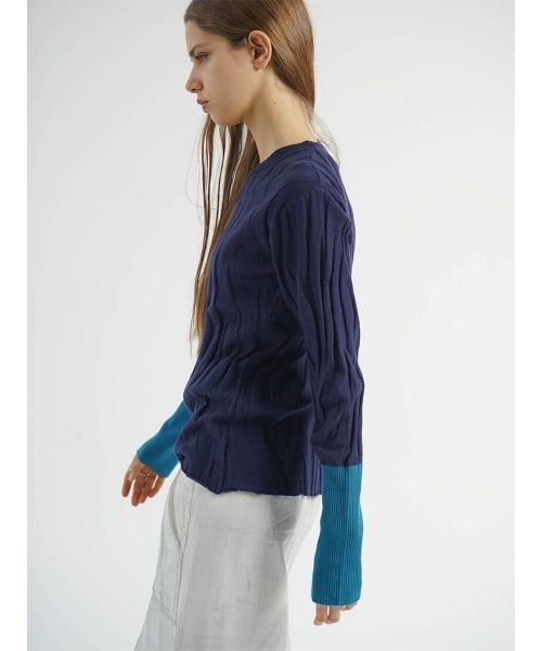 ニット セーター BI-COLOR JACQUARD KNIT (ROUND NECK) レディース ニット セーター BI-COLOR JACQUARD KNIT (ROUND NECK