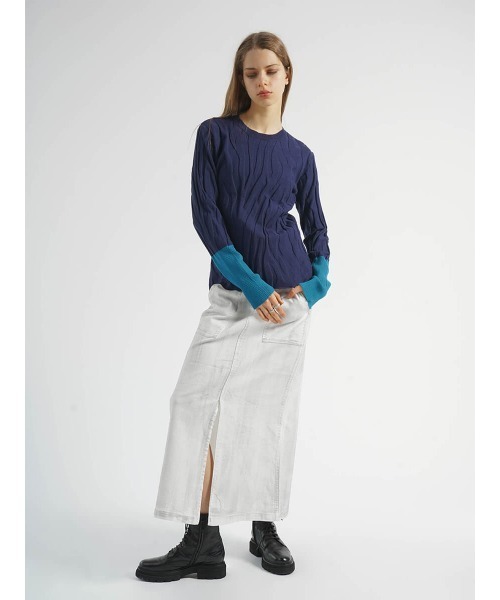 ニット セーター BI-COLOR JACQUARD KNIT (ROUND NECK) レディース ニット セーター BI-COLOR JACQUARD KNIT (ROUND NECK