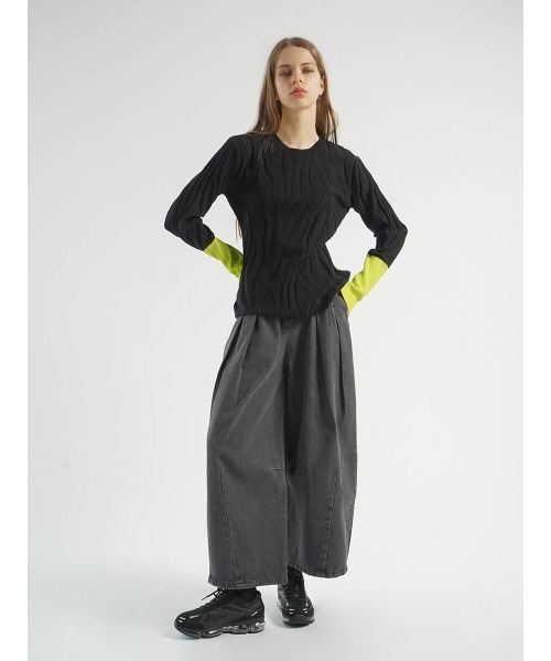 ニット セーター BI-COLOR JACQUARD KNIT (ROUND NECK) レディース ニット セーター BI-COLOR JACQUARD KNIT (ROUND NECK