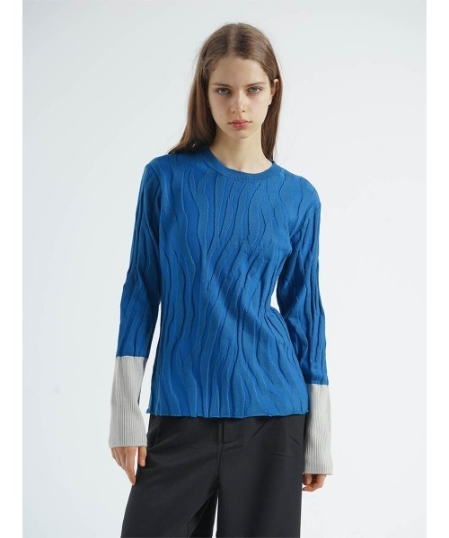 ニット セーター BI-COLOR JACQUARD KNIT (ROUND NECK) レディース ニット セーター BI-COLOR JACQUARD KNIT (ROUND NECK