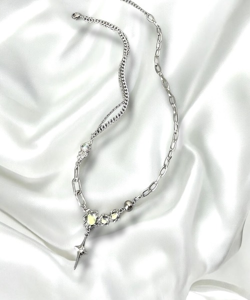 1004ST ネックレス ゴシック シルバー 十字架 ハート ネックレス