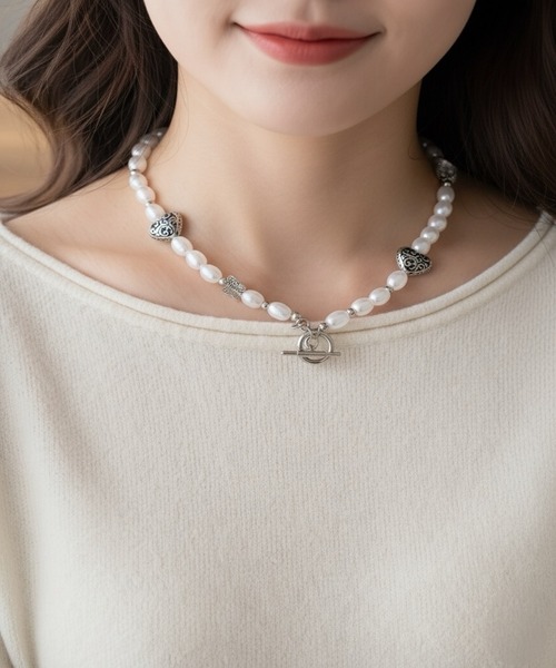 1004ST ネックレス ゴシック シルバー 十字架 ハート ネックレス
