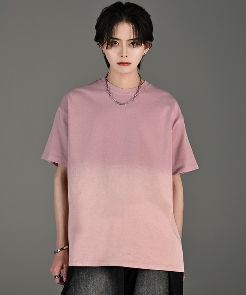 さらに100円引き◆WOOALONG◆Slash pigment relax fit T-shirt chatter unbalance cutting vintagepig short-sleeved T-shirt