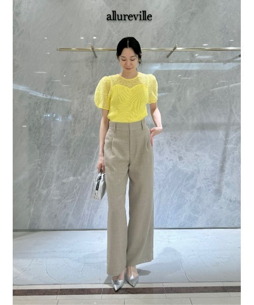 LOULOU WILLOUGHBY◆レーシーニットビスチェプルオーバー/トップス/2/レーヨン/BLK allureville｜【LOULOU WILLOUGHBY】レーシーニットビスチェプル