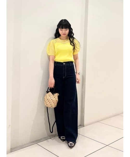 LOULOU WILLOUGHBY◆レーシーニットビスチェプルオーバー/トップス/2/レーヨン/BLK allureville｜【LOULOU WILLOUGHBY】レーシーニットビスチェプル