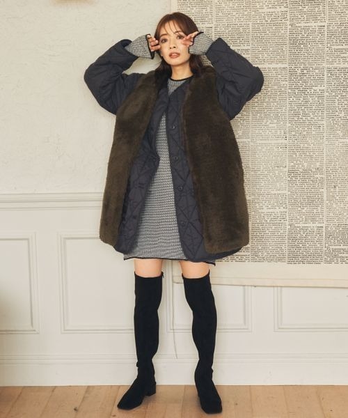 「mysty woman」 ニットワンピース FREE ブラック レディース_画像2