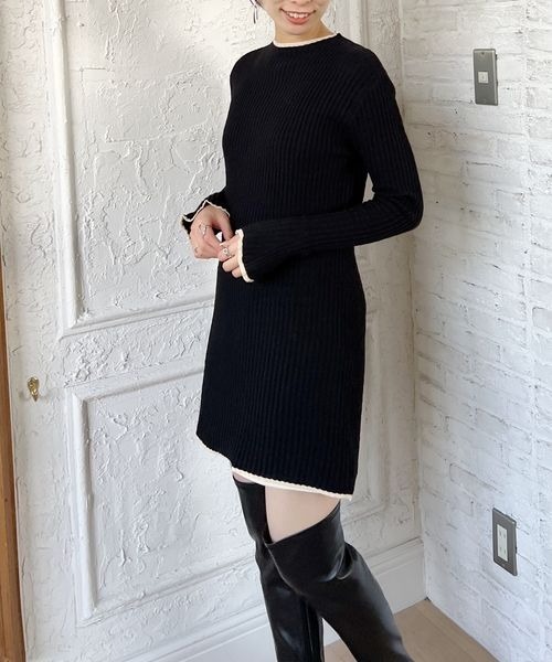 「mysty woman」 ニットワンピース FREE ブラック レディース_画像5