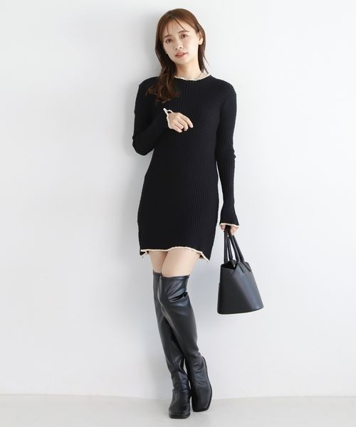 「mysty woman」 ニットワンピース FREE ブラック レディース_画像6