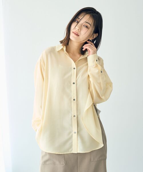 YECCA VECCA ブラウス シャツ サイドスリットシアーシャツ