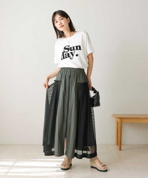Bou Jeloud スカート サイドメッシュワークスカート : ZOZOTOWN