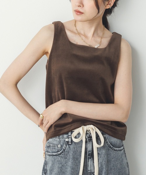 希少✨セリーヌ限定　スタッズノースリーブ　タンク hunch（ハンチ） タンクトップ ノースリーブ ベロア スクエアタンク