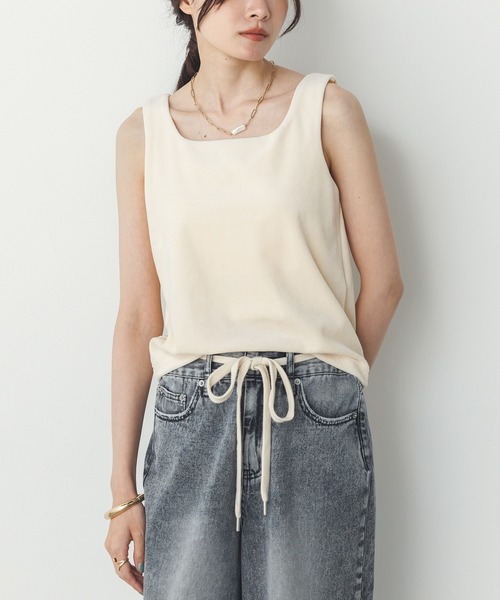 hunch（ハンチ） タンクトップ ノースリーブ ベロア スクエアタンク