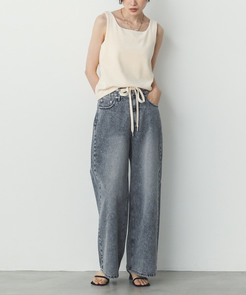 hunch（ハンチ） タンクトップ ノースリーブ ベロア スクエアタンク