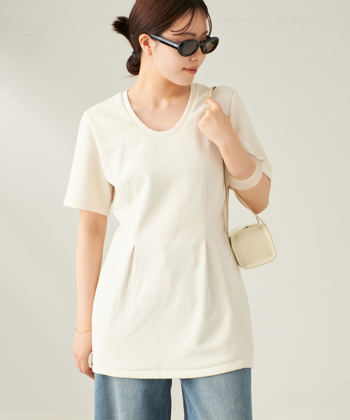 完売新作!新品【プラージュ】ホワイト Tシャツ フリーサイズ plage tシャツ フォルム チュニックTシャツ レディース