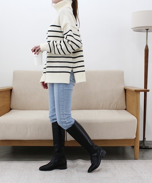 「MODE ROBE」 タートルネックニット FREE アイボリー レディース_画像8