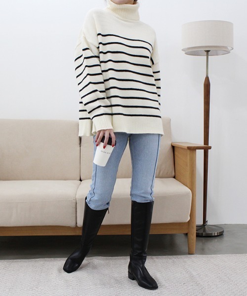 「MODE ROBE」 タートルネックニット FREE アイボリー レディース_画像9