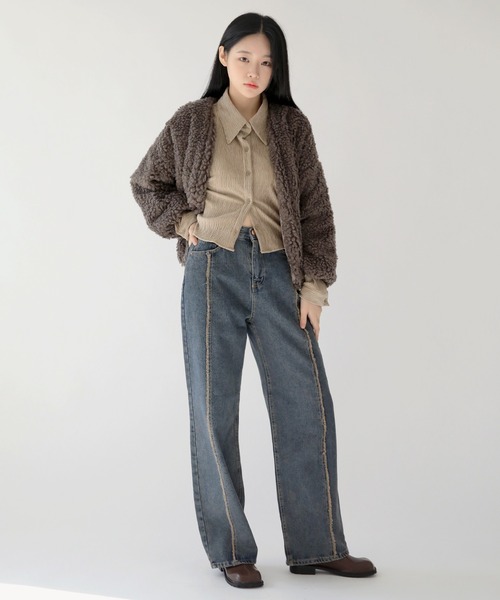 [UNE MANSION] Denim брюки LARGE голубой женский 