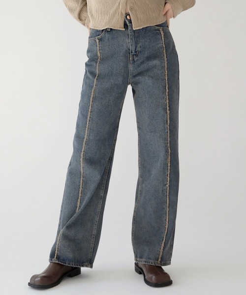 [UNE MANSION] Denim брюки LARGE голубой женский 