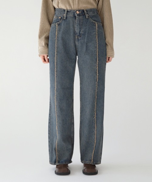 [UNE MANSION] Denim брюки LARGE голубой женский 