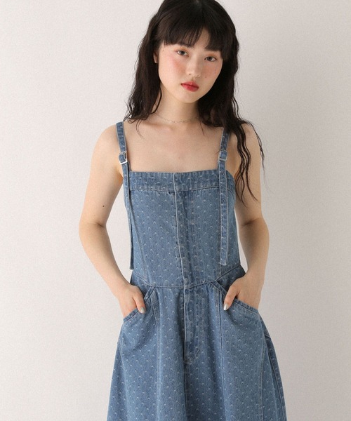 Heather ジャンパースカート カーブステッチデニムジャンスカ