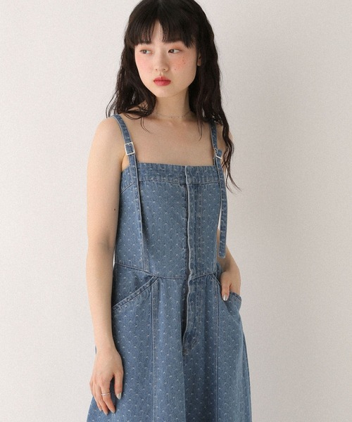 Heather ジャンパースカート カーブステッチデニムジャンスカ