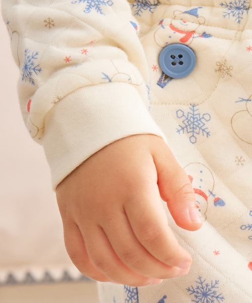 Combi mini パジャマ おなか安心ボタン付きあったかキルト長袖前開き