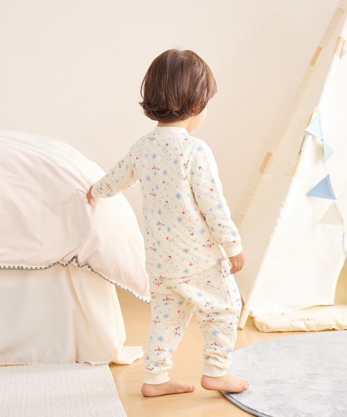 Combi mini パジャマ おなか安心ボタン付きあったかキルト長袖前開き