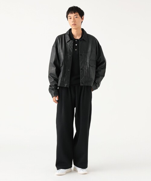 BEAMS ブルゾン アウター ワイドショートフィット シープレザー