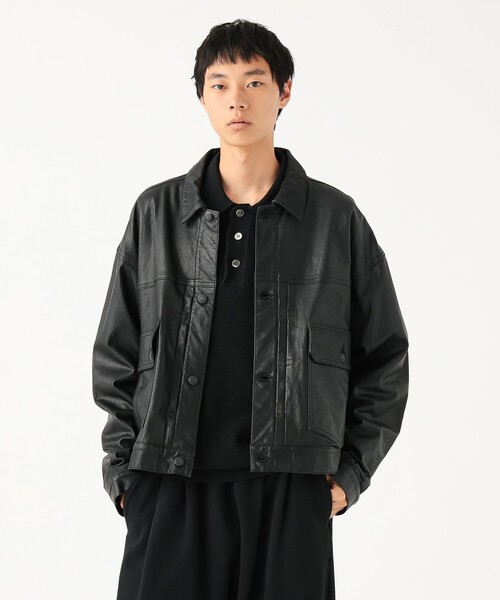 BEAMS ブルゾン アウター ワイドショートフィット シープレザー