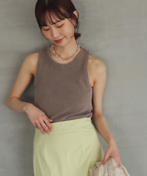 タンクトップ ノースリーブ 「追加」コットンテレコアメスリ レディース SLOBE IENA タンクトップ ノースリーブ 「追加」コットンテレコ