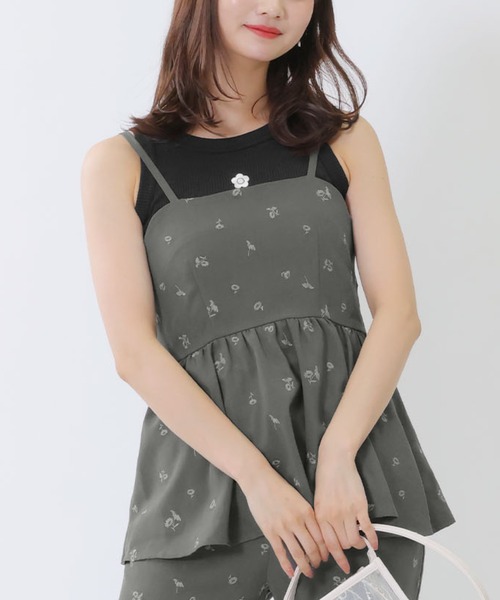 tシャツ マリークワント mary quant 総柄リアルデイジー刺繍 ビスチェ レディース