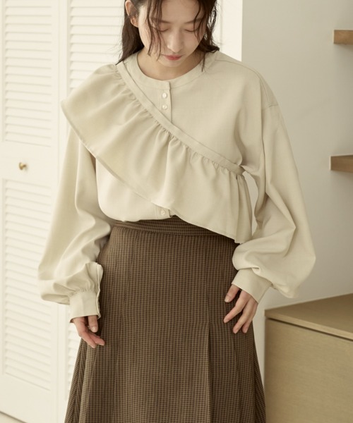 moi tytto（モイテュット） ブラウス シャツ 取り外しフリルシャツ