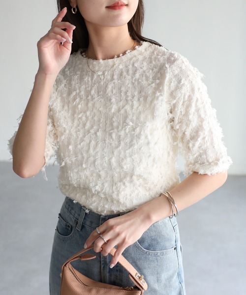 「Riberry」 半袖カットソー MEDIUM ブラック レディース_画像8
