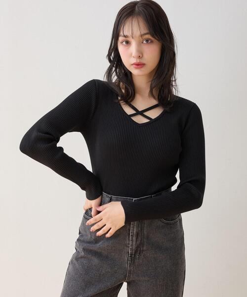 INGNI（イング） ニット セーター 「WEB限定」クロスチョーカー長袖