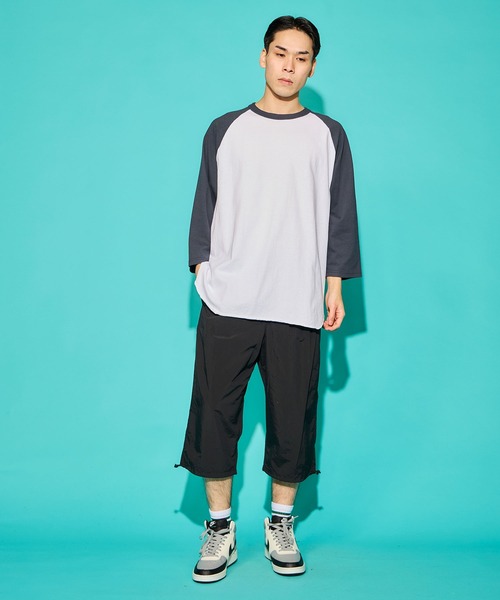 「WALLA WALLA SPORT」 7分袖Tシャツ MEDIUM ホワイト×ネイビー メンズ_画像7