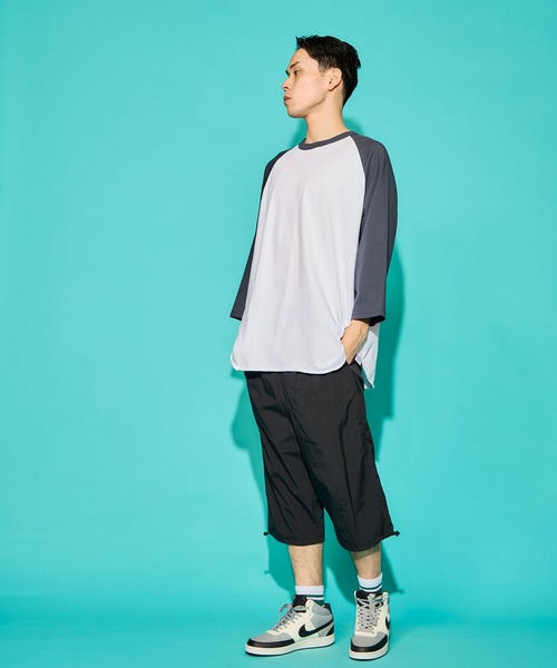 「WALLA WALLA SPORT」 7分袖Tシャツ MEDIUM ホワイト×ネイビー メンズ_画像8