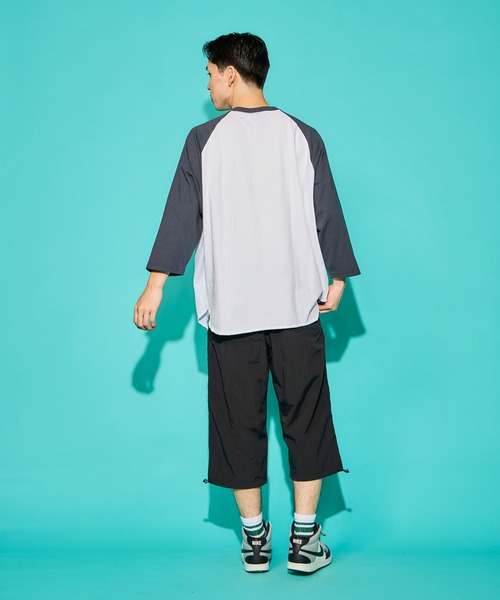「WALLA WALLA SPORT」 7分袖Tシャツ MEDIUM ホワイト×ネイビー メンズ_画像9