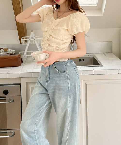 「Ada.」 半袖ブラウス M ブラック レディース_画像3