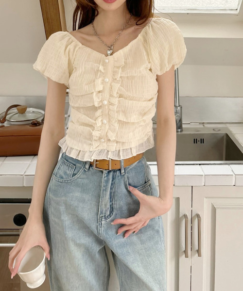 「Ada.」 半袖ブラウス M ブラック レディース_画像4