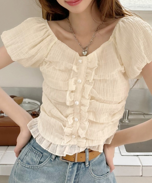 「Ada.」 半袖ブラウス M ブラック レディース_画像5