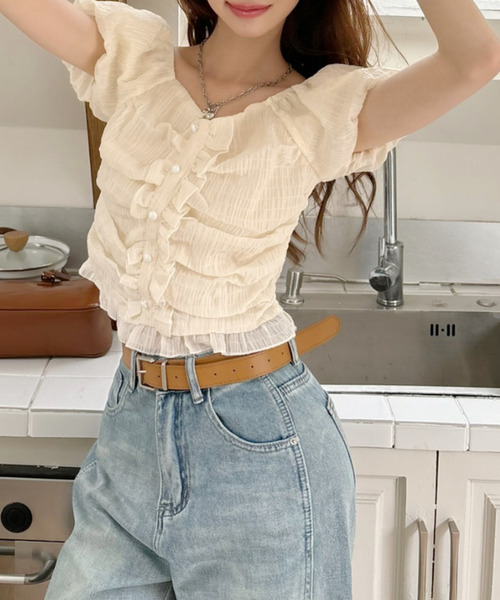 「Ada.」 半袖ブラウス M ブラック レディース_画像6