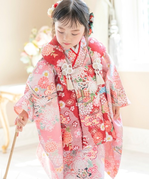 Catherine Cottage 花柄着物ドレス 110cm Catherine Cottage 着物 花柄織入り着物ワンピース＆ 被布セット