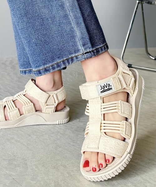 「Java」 フラットサンダル 25.0cm アイボリー レディース_画像9