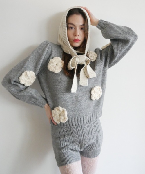HONEY MI HONEY（ハニーミーハニー） ニット セーター flower puff  
